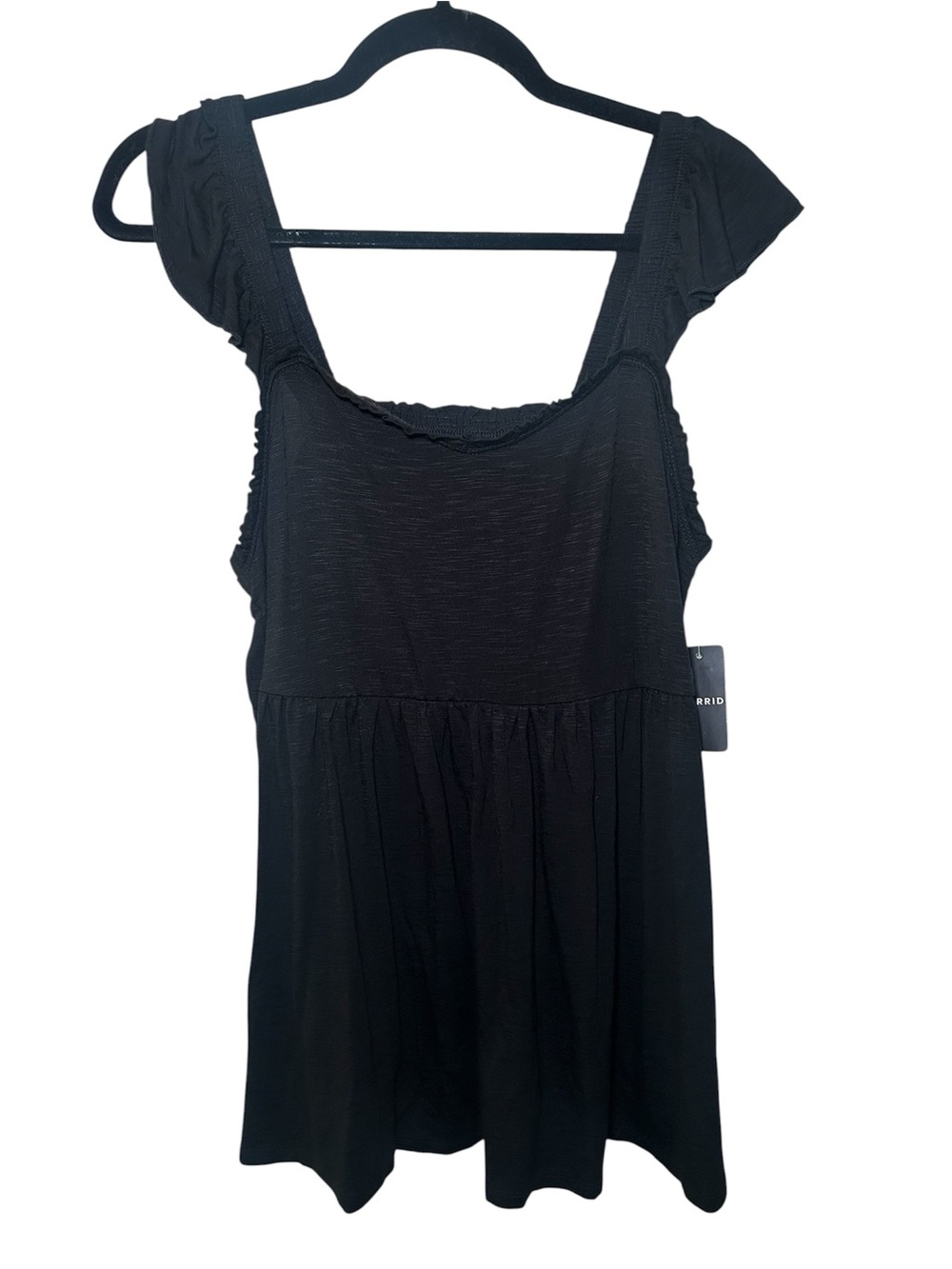 Torrid Super Soft Black Women's Square Neck Babydoll Top NWT 2 Flowy Comfort Str